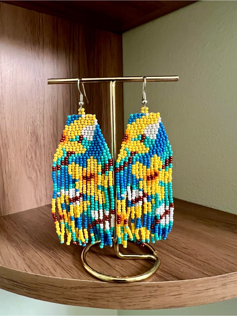 Vibrant Garden Florals Beaded Fringe Earrings